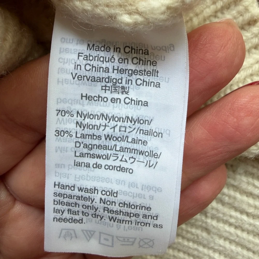 J CREW POPCORN CABLE KNIT SWEATER XL beige cream wool blend winter classic - Picture 7 of 9